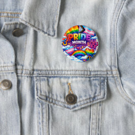 Färgglad Pride Month-regnbåge och enhörningskonst Knapp