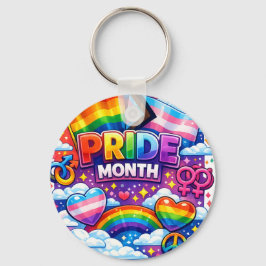 Färgglad Pride Month-regnbåge och enhörningskonst Nyckelring