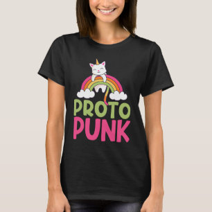 Färgglad Proto Punk Regnbåge Katt Enhörning Unikat T Shirt