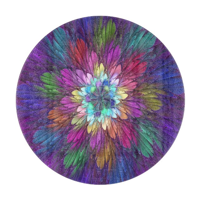 Färgglad Psykedelisk Blomma Abstrakt Fraktal Konst (Framsidan)