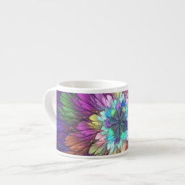 Färgglad Psykedelisk Blomma Abstrakt Fraktal Konst Espressomugg