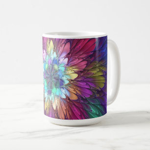 Färgglad Psykedelisk Blomma Abstrakt Fraktal Konst Kaffemugg