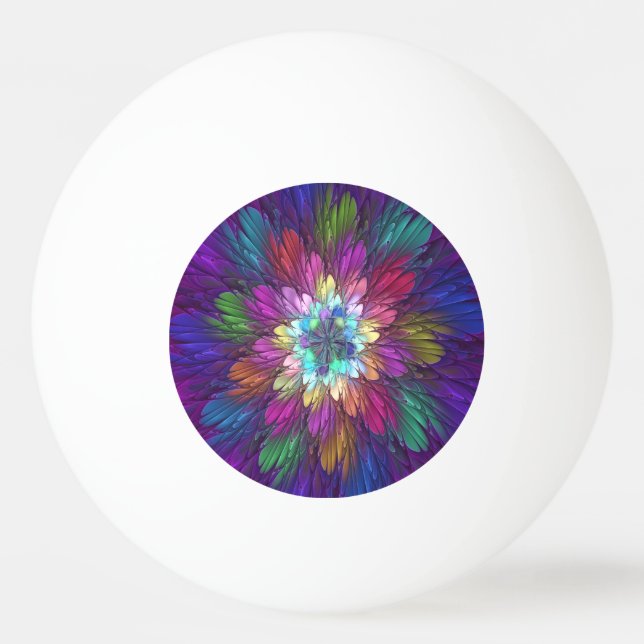 Färgglad Psykedelisk Blomma Abstrakt Fraktal Konst Pingisboll (Framsidan)