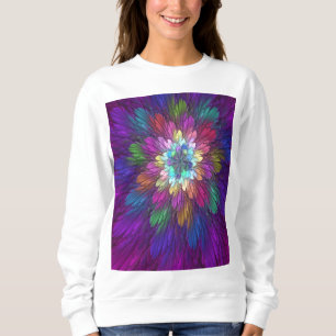 Färgglad Psykedelisk Blomma Abstrakt Fraktal Konst T Shirt