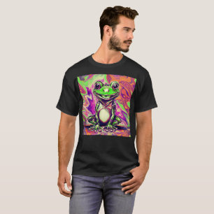 Färgglad Psykedelisk Graffiti Groda Grön Lila T Shirt