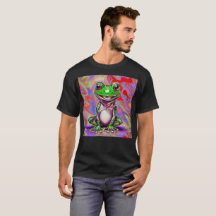 Färgglad Psykedelisk Graffiti Groda Grön Röd T Shirt