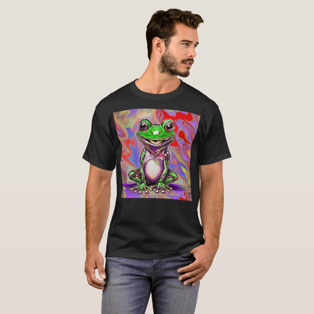 Färgglad Psykedelisk Graffiti Groda Grön Röd T Shirt (Hel framsida)
