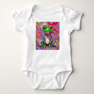 Färgglad Psykedelisk Graffiti Groda Grön Röd T Shirt