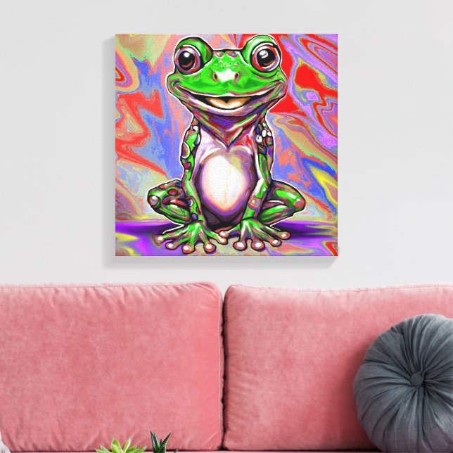 Färgglad Psykedelisk Graffiti Virvel Groda Canvastryck (Insitu (Vardagsrum))