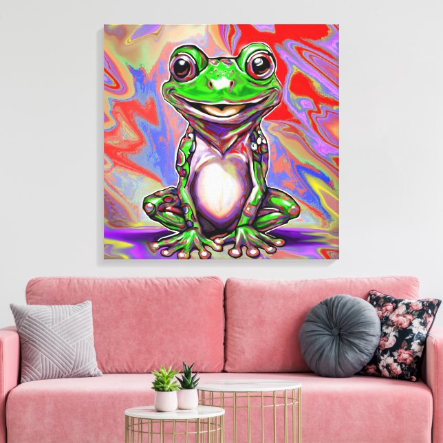 Färgglad Psykedelisk Graffiti Virvel Groda Canvastryck (Insitu (Vardagsrum))