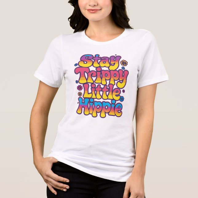 Färgglad Psykedelisk Håll dig Trippig Hippie T Shirt (Framsida)