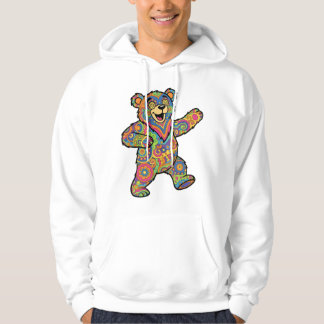 Färgglad Psykedelisk Teddybjörn Konst Hoodie