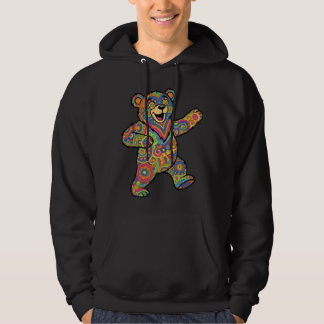 Färgglad Psykedelisk Teddybjörn Konst Hoodie