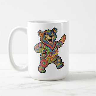 Färgglad Psykedelisk Teddybjörn Konst Kaffemugg