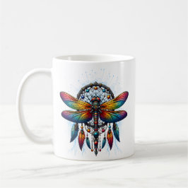 Färgglad Psykedelisk Trollslända Drömfångare Boho Kaffemugg