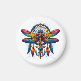 Färgglad Psykedelisk Trollslända Drömfångare Boho Magnet