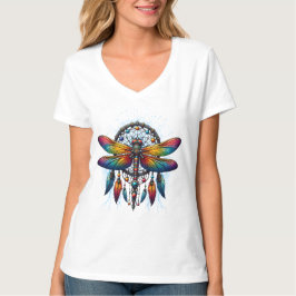 Färgglad Psykedelisk Trollslända Drömfångare Boho T Shirt