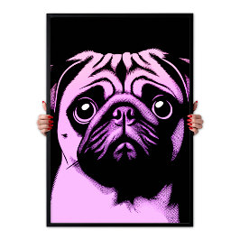 Färgglad Pug Hund Pop Art Modern Chic Rolig Esteti Poster