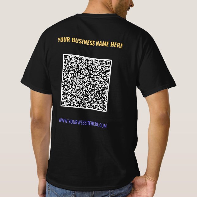 Färgglad QR-kod och textaffärströja mall T Shirt (Baksida)