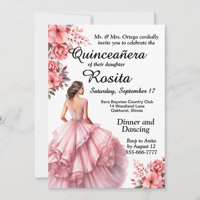 Färgglad Quinceanera inbjudan (Framsida)