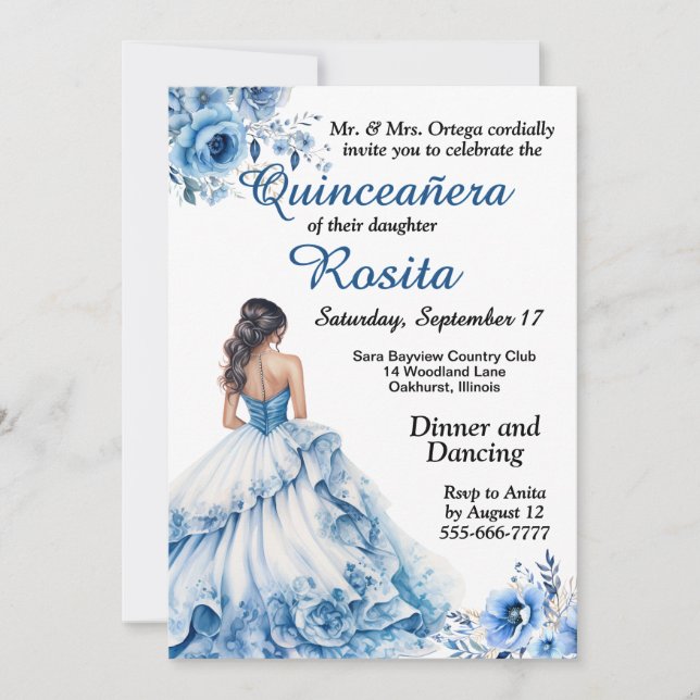 Färgglad Quinceanera inbjudan (Framsida)