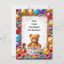 Färgglad ram för födelsedagsfirande inbjudningar