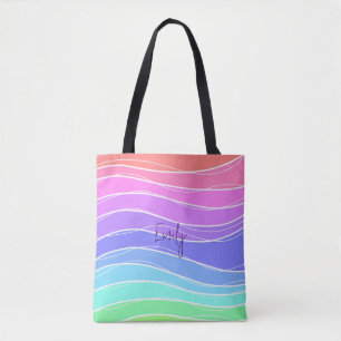 Färgglad Randig Gradient Shoppingbag Tygkasse