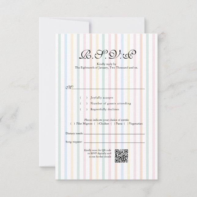 Färgglad randig QR-kod bröllops-RSVP OSA Kort (Framsida)