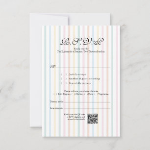 Färgglad randig QR-kod bröllops-RSVP OSA Kort