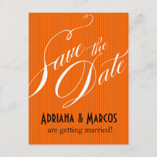 Färgglad randig Save the Date orange Meddelande Vykort