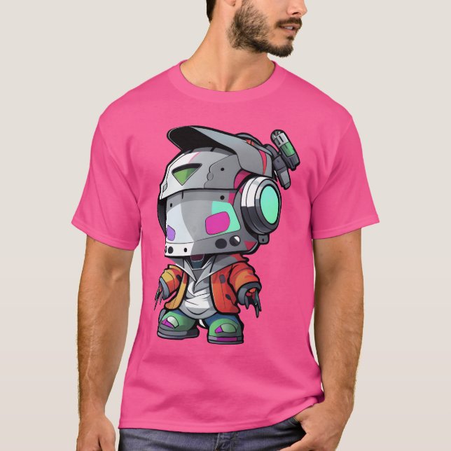 Färgglad Rap Robot Cartoon för t-shirt och dekal f (Framsida)