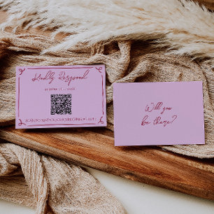 Färgglad Raspberry Rosa QR-kod Roligt Bröllop OSA Kort