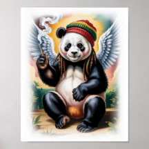 Färgglad Rasta Panda Ängel på Vit