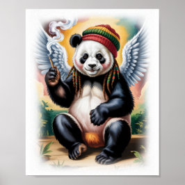 Färgglad Rasta Panda Ängel på Vit Poster