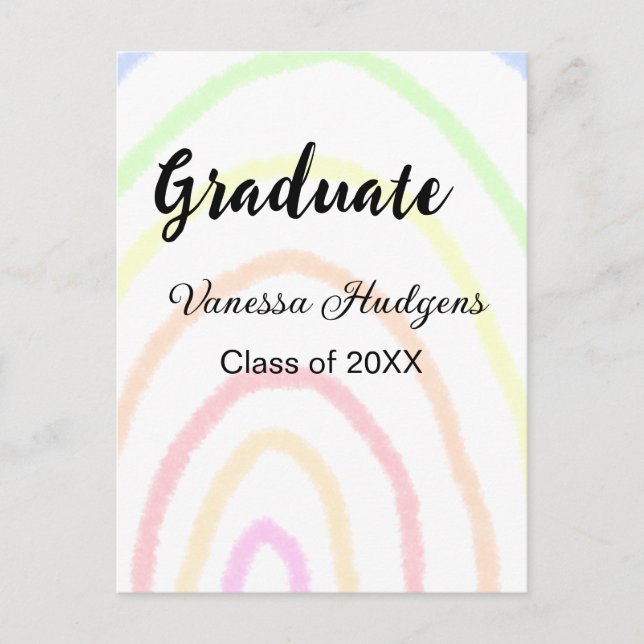 Färgglad regnbåge boho examen lägg till namn år  vykort (Framsida)