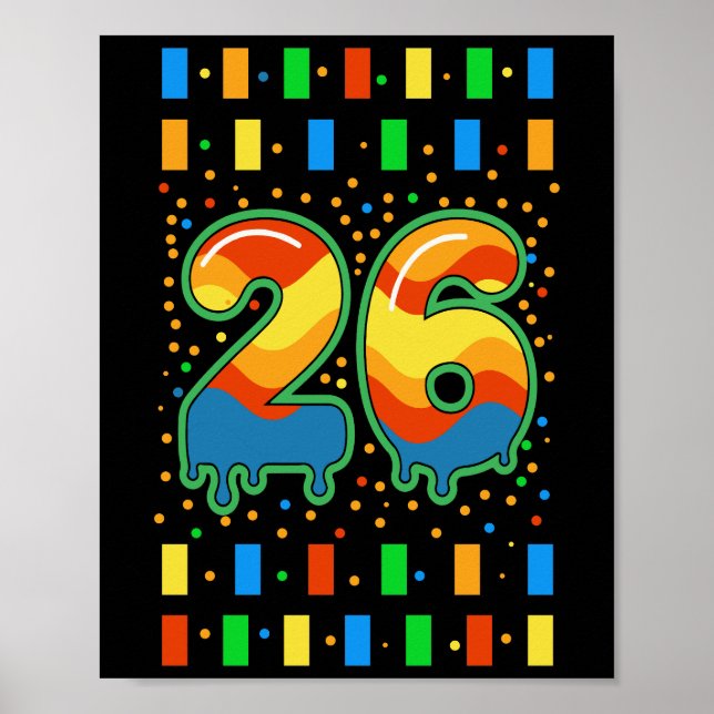 Färgglad Regnbåge Dropp Nummer 26  Poster (Framsidan)