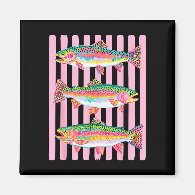 Färgglad regnbåge öring preppy sommar sjö liv magnet (Framsidan)
