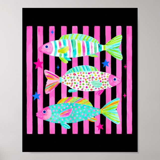Färgglad regnbåge öring preppy sommar sjö liv poster (Framsidan)