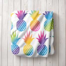 Färgglad Regnbåge Vattenfärg Ananas Fleecefilt