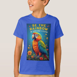 Färgglad regnbågs papegoja t shirt