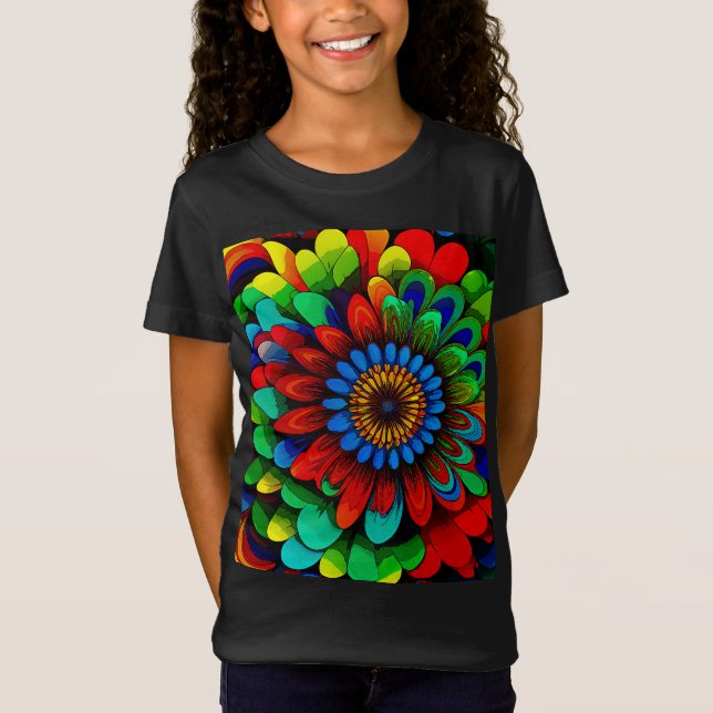 Färgglad regnbågsblomma 104 t shirt (Framsida)