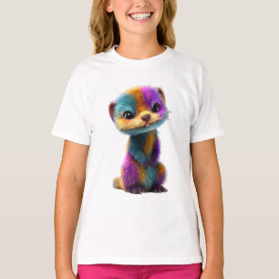 Färgglad regnbågsfärgad illusrerad vessla för barn t shirt