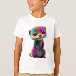 Färgglad regnbågsfärgad illusrerad vessla för barn t shirt