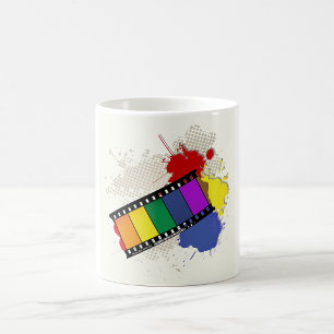 Färgglad regnbågsfilmremsa Pop Art Kaffemugg