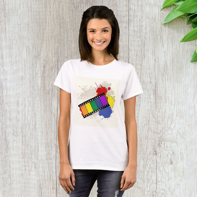 Färgglad regnbågsfilmremsa Popkonst T Shirt (Skapare uppladdad)