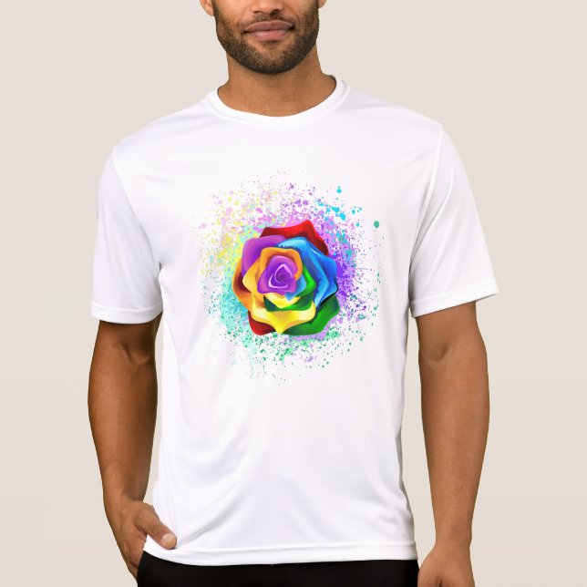 Färgglad regnbågsros t shirt (Framsida)
