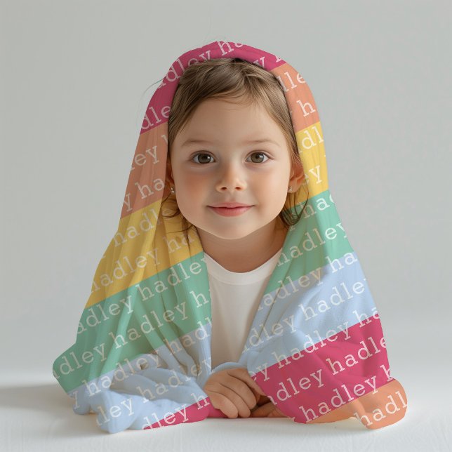 Färgglad regnbågstryck namn flanellfilt fleecefilt (Personalized kids name blanket.)