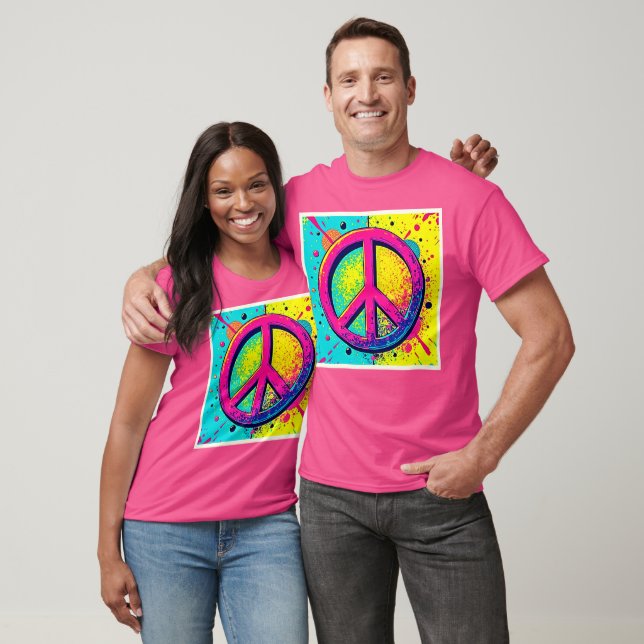 Färgglad Retro Fredstecken T Shirt (Unisex)