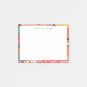 Färgglad Retro Marmorerad Virvel Personligt Namn Post-it Block
