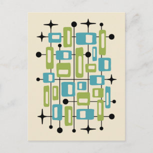 Färgglad Retro Modernistisk Atom Abstrakt från mit Vykort